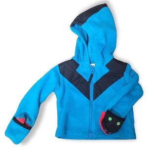 Columbia Blue Fleece Hooded Full Zip Jacket W/ Built in Mitts Size 12 Months